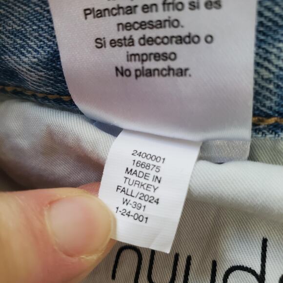 Nuuds Jeans Womens 29 Light Wash Curvy Straight Distressed Raw Hem High Rise - Picture 6 of 12